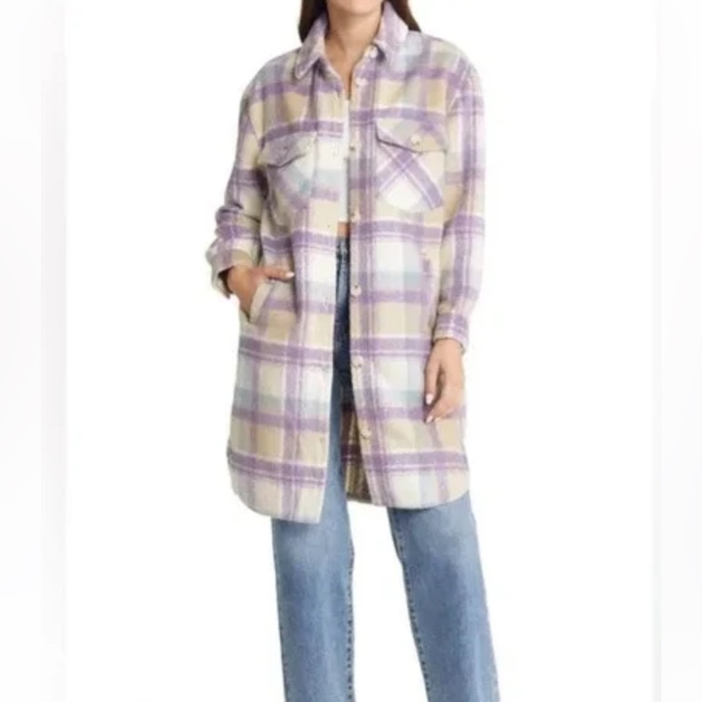 ANTHROPOLOGIE / BLANKNYC Plaid Longline Shirt Jacket